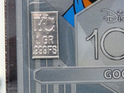 1 Grain Pure Silver Bar in Premium Disney Assay Card .999 Goofy Collectable Card