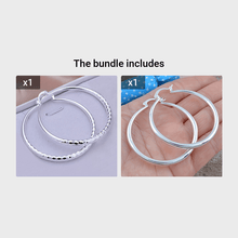 Load image into Gallery viewer, Silvery Big Textured Hoop Earrings Women&#39;s Jewelry Silver Plated Female Accessories 1Pair
