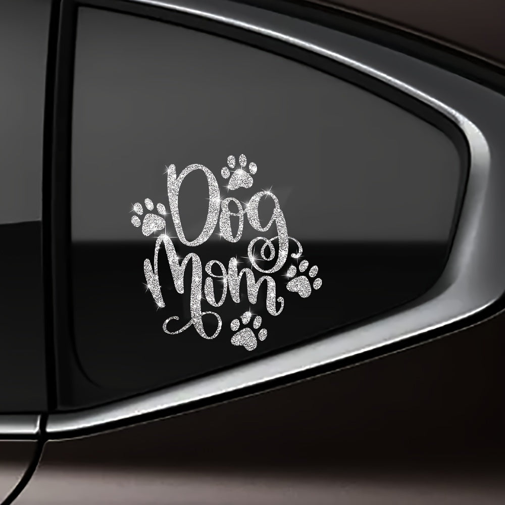1pc Shiny Car Sticker - Cute Dog Mom Design, Warm Cartoon Love Pet Sticker for Car Body, Laptop, Window Decoration