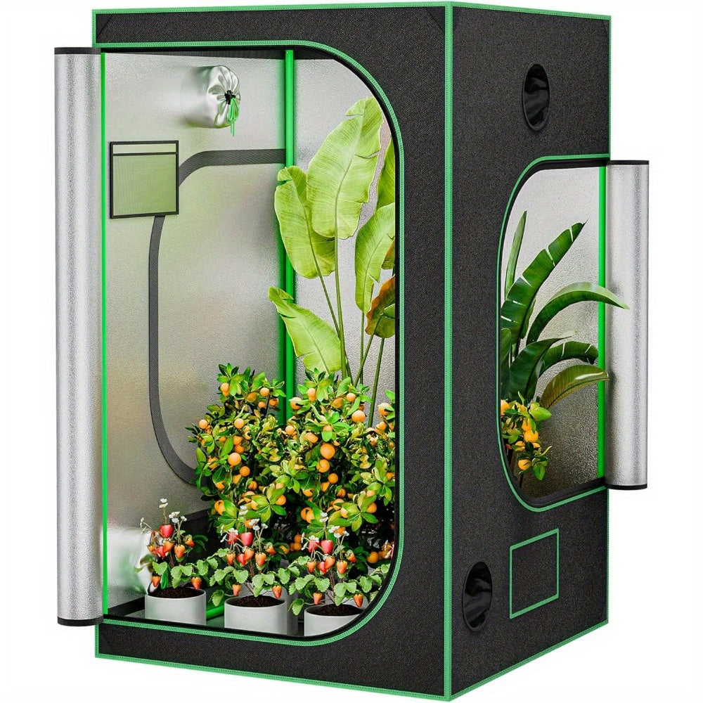 Spacious 4x4 Hydroponic Grow Tent Kit - 48"x48"x80" Indoor Greenhouse with High-Efficiency Reflective Light, Dual Ventilation Windows & Observation Tray, Sturdy Metal Frame for Home Plant Farming & Mushroom Cultivation, Grow