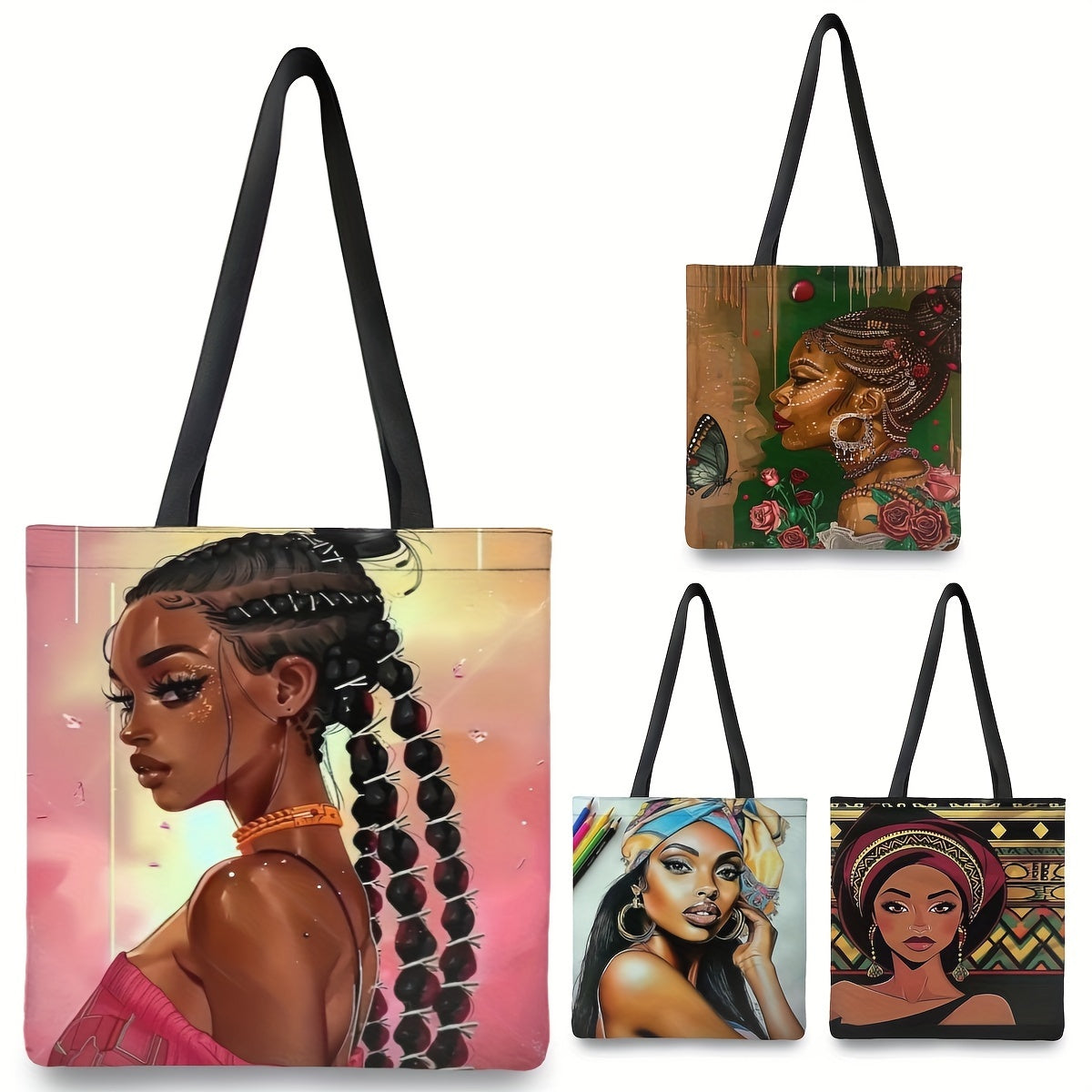 Vibrant African Print Women'S Shoulder Bag - Spacious & Durable, Ideal For Beach, Shopping & Groceries - Leak-Proof Polyester Tote With Wrist Strap, Perfect Gift For Her