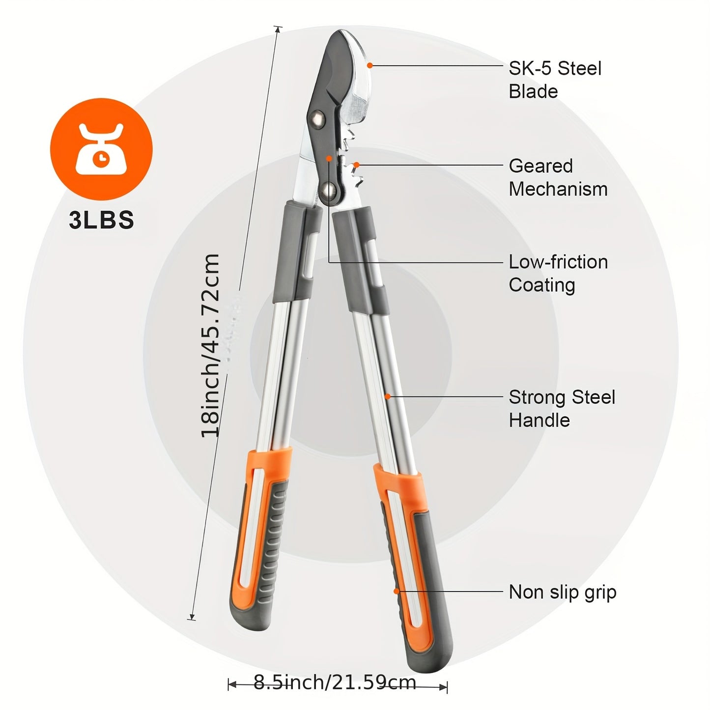 [Heavy-duty] 18/38 Inch Extendable Tree Pruning Shears | Heavy-duty Non Stick Sharp Edged Steel Blades | Branch Cutters With A Diameter Of Up To 2 Inches | Manual Hedge Shears For Shaping And Trimming Shrubs, Garden Tools