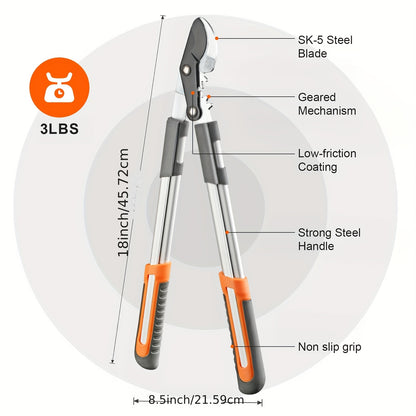 [Heavy-duty] 18/38 Inch Extendable Tree Pruning Shears | Heavy-duty Non Stick Sharp Edged Steel Blades | Branch Cutters With A Diameter Of Up To 2 Inches | Manual Hedge Shears For Shaping And Trimming Shrubs, Garden Tools