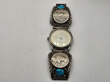 Load image into Gallery viewer, Amazing Native American Sterling Silver Bracelet Jewelry with Turquoise
