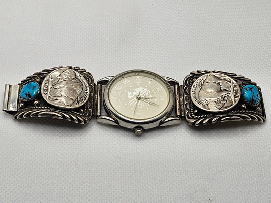 Amazing Native American Sterling Silver Bracelet Jewelry with Turquoise