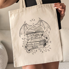 Load image into Gallery viewer, Canvas Tote Bag with Books and Wings Pattern, Machine Washable, No-Closure Shoulder Bag for School, Shopping, and Groceries
