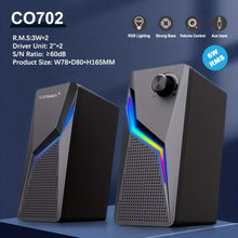 Load image into Gallery viewer, RGB Desktop Speakers, 2.0CH Stereo PC Computer Gaming Speakers 6W Multimedia Monitor Speakers, Volume Control, USB Powered with 3.5mm Cable
