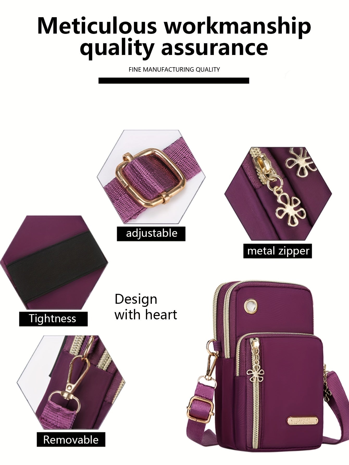 Mini Fashion Cellphone Bag, Trendy Zipper Crossbody Bag, Women's Casual Handbag, Card Holder & Purse