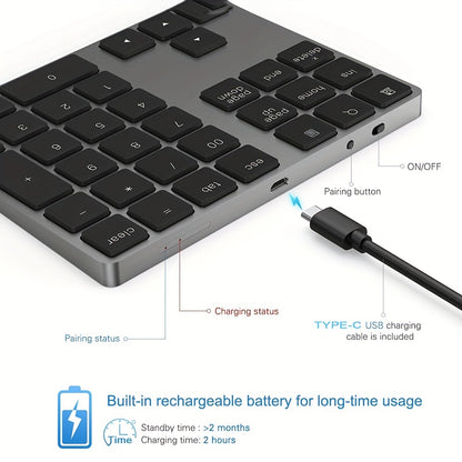 Rechargeable Wireless Digital Keyboard Suitable For Financial Accounting Stock Portable Wireless Office Computer Keyboard