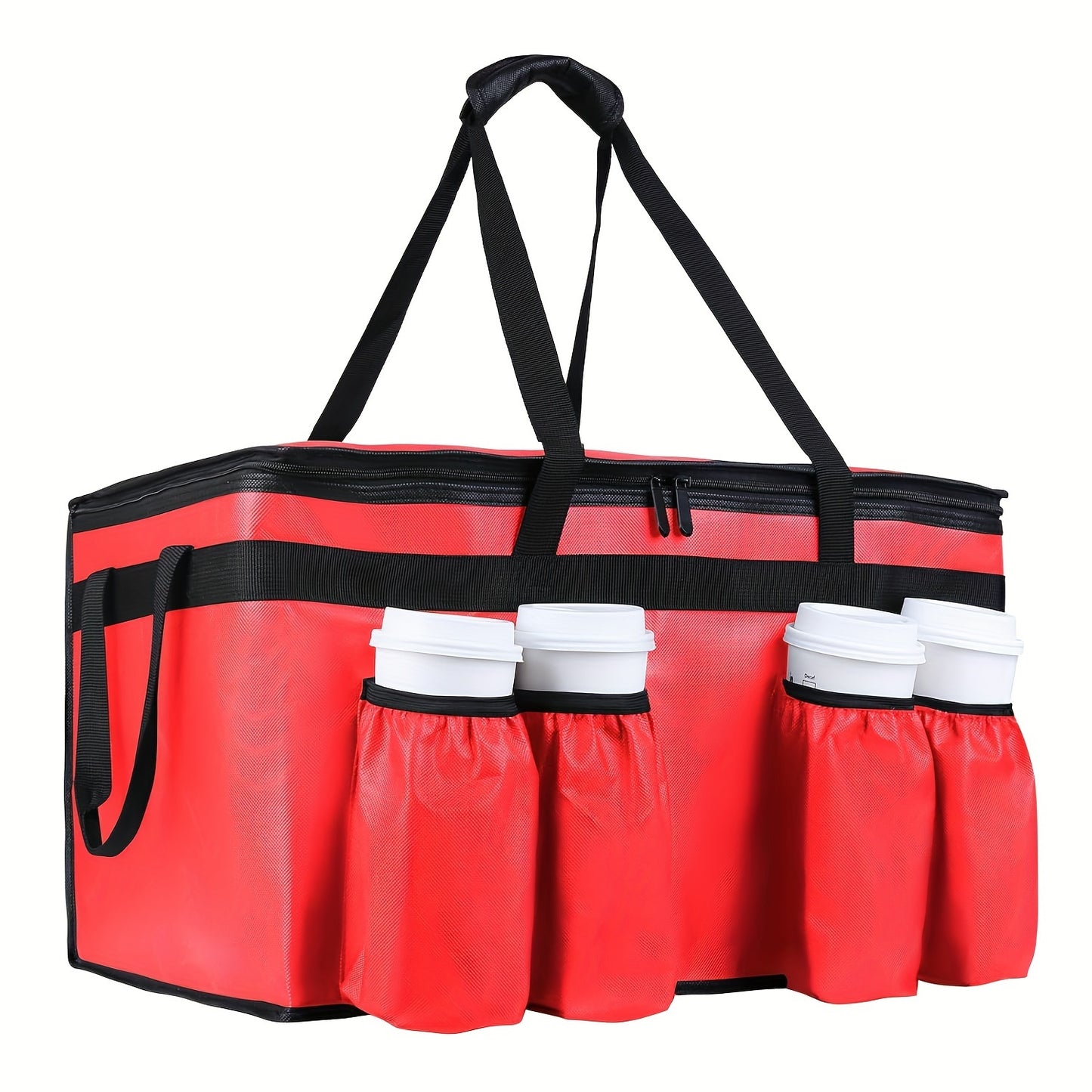 Premium Xxxl Insulated Food Delivery Bag With Cup Holders - 22.8X14X15" | Perfect For Doordash, Beverages, Groceries & Pizza | Commercial Grade Hot And Cold Storage