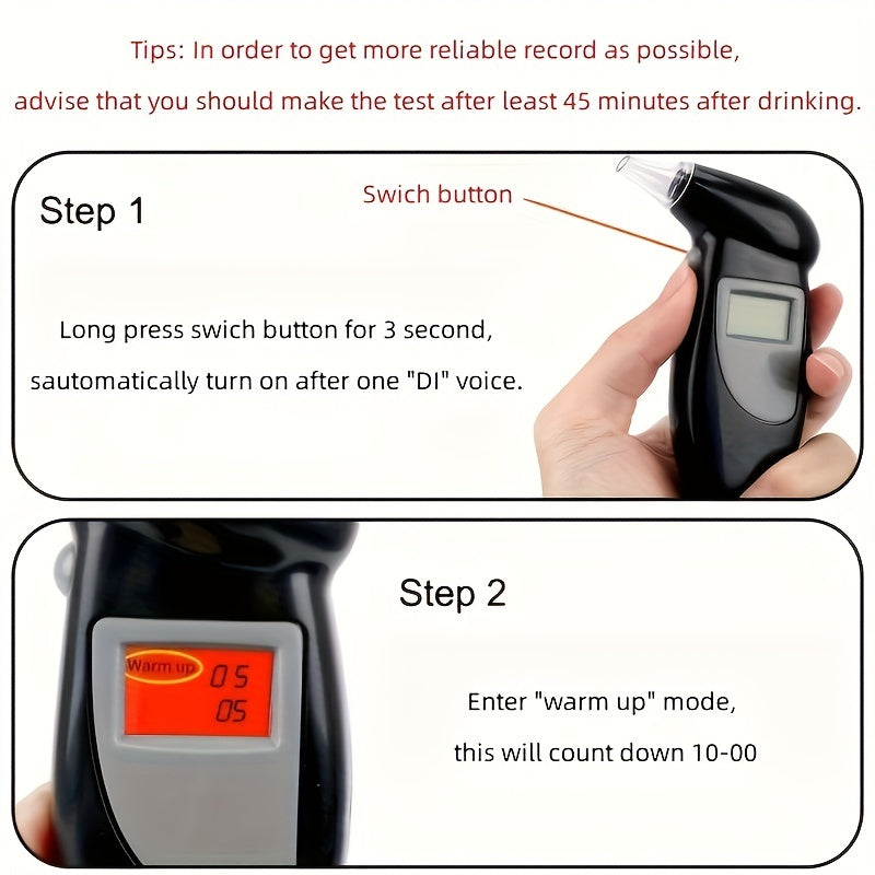 Portable Digital Breathalyzer - Accurate Blood Alcohol Content Test, Battery-Free Operation, Ideal for Car Accessories