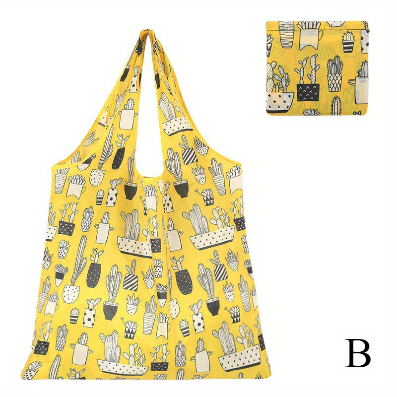 2 Reusable Polyester Shopping Bags - Foldable, Lightweight, Portable Handbag with Rectangular Shape, Used for Groceries And Storage.