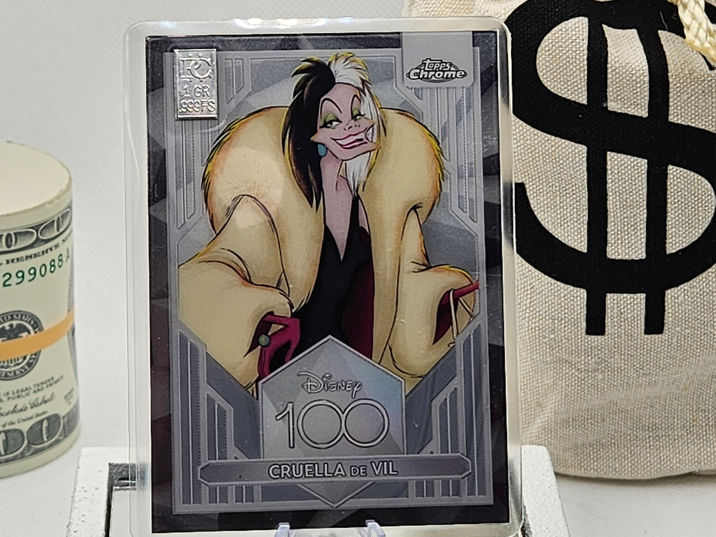 1 Grain Pure Silver Bar in Premium Disney Silver Bar in Card Assay .999 Cruella De Vil