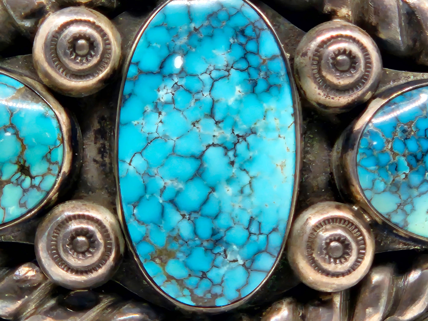 Amazing Vintage Native American Sterling Silver Jewelry with Turquoise Bracelet
