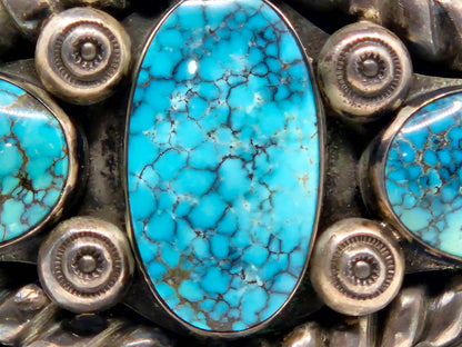 Amazing Vintage Native American Sterling Silver Jewelry with Turquoise Bracelet