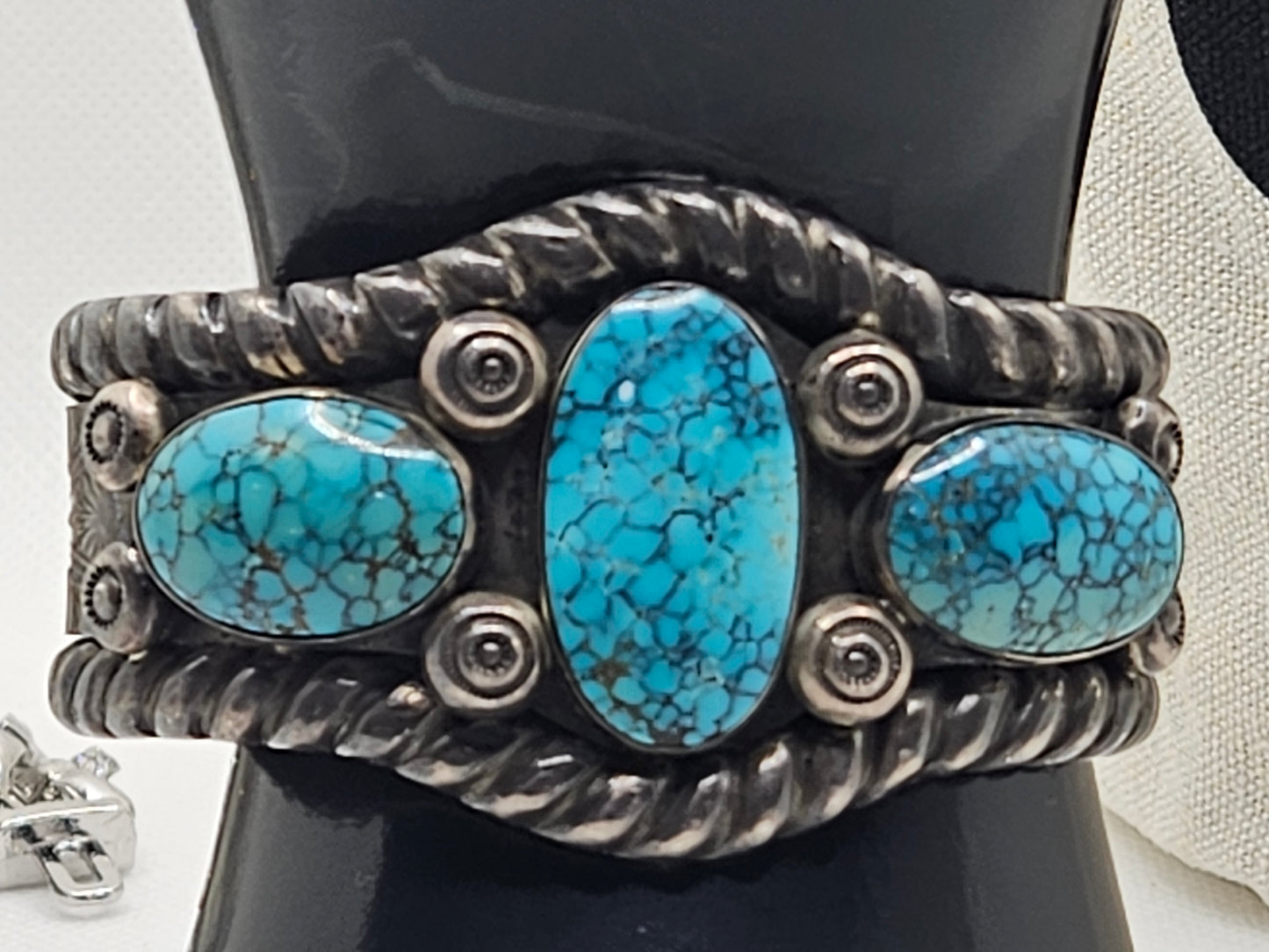 Amazing Vintage Native American Sterling Silver Jewelry with Turquoise Bracelet