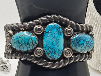 Amazing Vintage Native American Sterling Silver Jewelry with Turquoise Bracelet