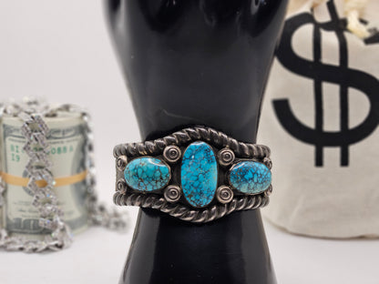 Amazing Vintage Native American Sterling Silver Jewelry with Turquoise Bracelet