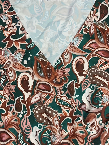 Chic Paisley Print Drawstring Dress - Alluring Surplice Neckline & Adjustable Long Sleeves - Figure-Flattering Womens Clothing for Versatile Style