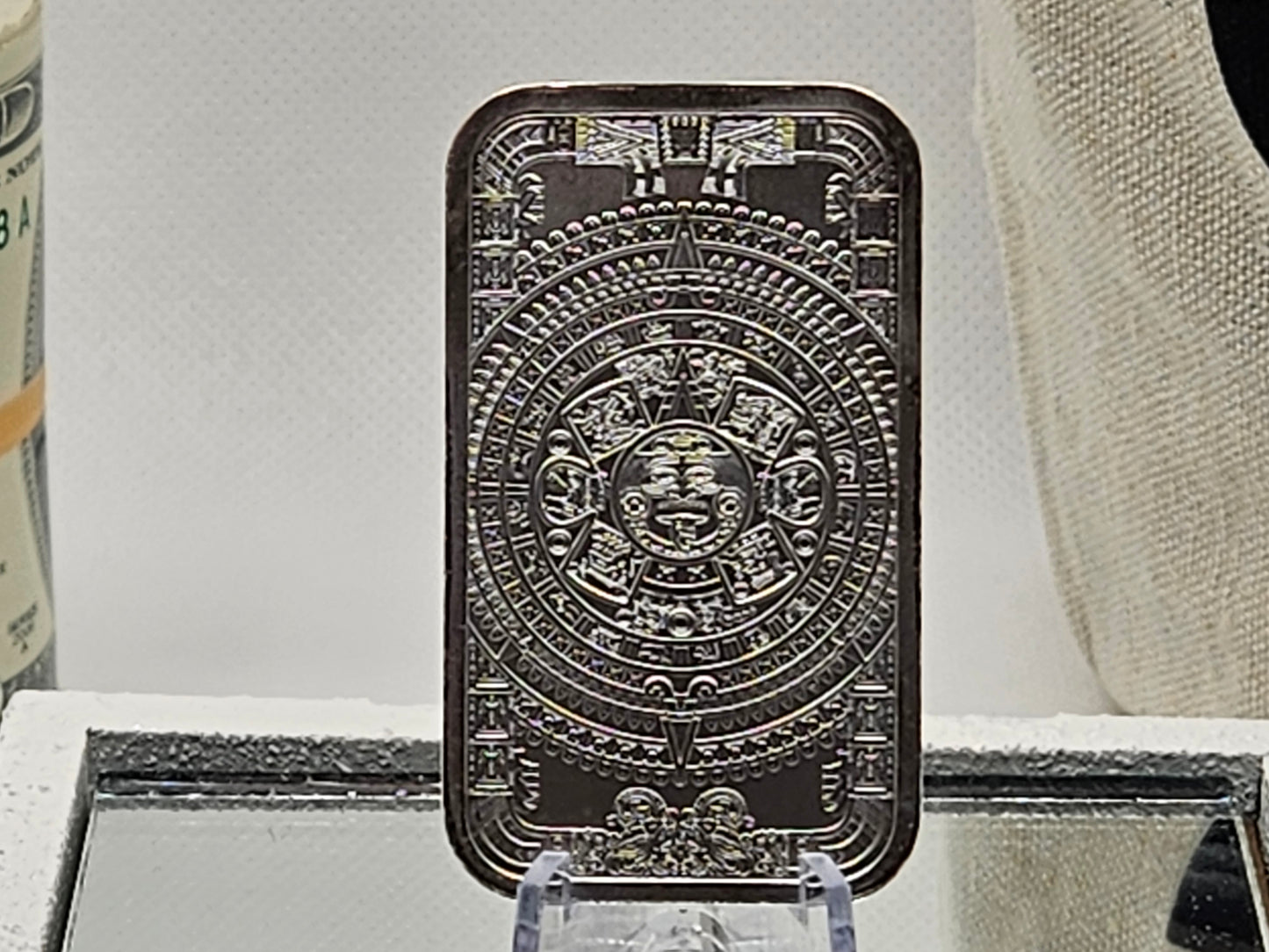 1oz Silver Bar, Aztec Art .999 Fine Silver Proof New Uncirculated GSM