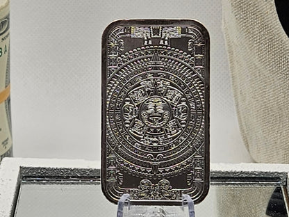 1oz Silver Bar, Aztec Art .999 Fine Silver Proof New Uncirculated GSM