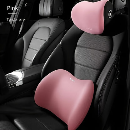 Ultimate Comfort Car Headrest Pillow and Lumbar Support Cushion Set - Ergonomic Design for Neck and Shoulder Protection, Breathable Polyester Fiber Surface, Universal Fit for Long Drives, Perfect Car Accessories for Road Trip