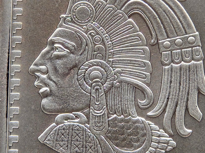 1oz Silver Bar, Aztec Art .999 Fine Silver Proof New Uncirculated GSM
