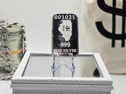 1/2oz Silver Vintage Bar .999 Fine Indian Head Serial Numbered Illinois Bar