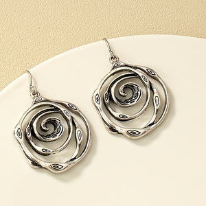 1pair Vintage Geometric Drop Dangle Earrings - Silver Plated for Women's Party and Holiday Decor Gifts