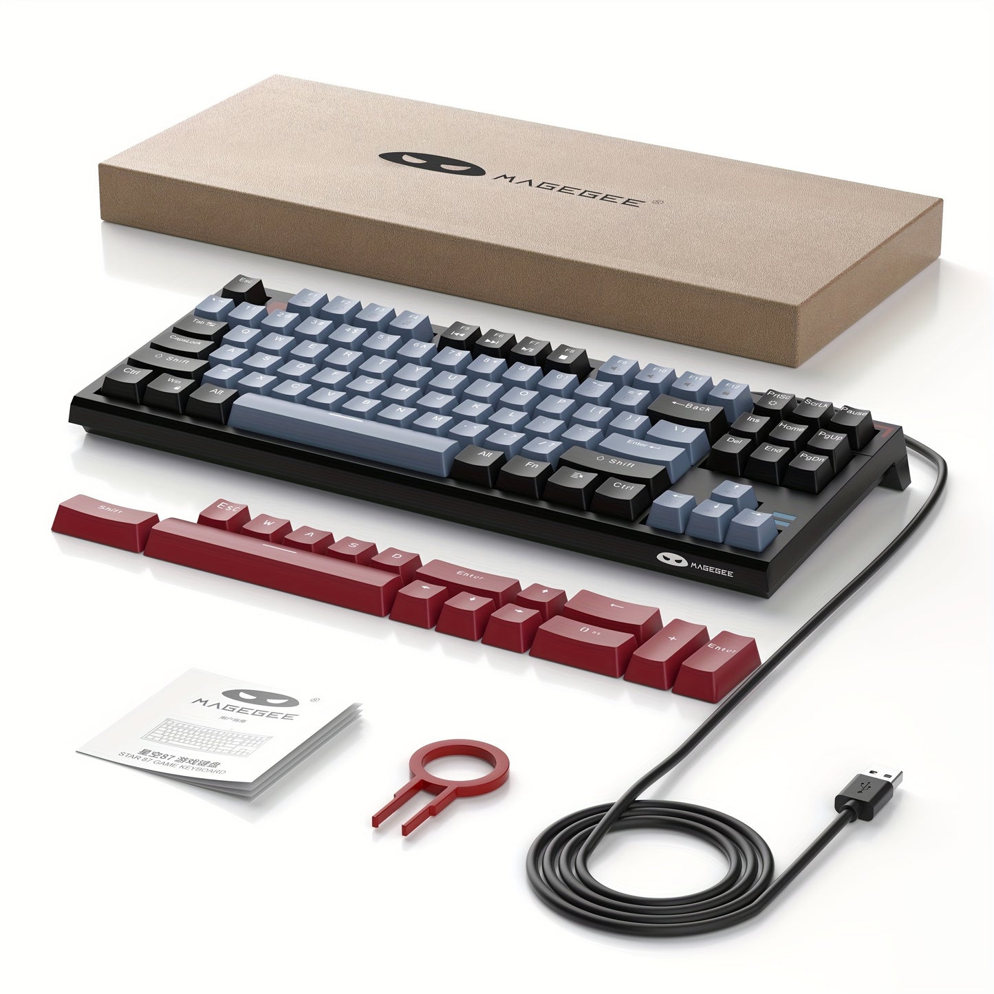 MageGee 75% Mechanical Gaming Keyboard With Blue Switch, LED Backlit Keyboard, 87 Keys Compact TKL Wired Computer Keyboard For Windows Laptop PC Gamer Gift For Birthday/Easter/Boy/Girlfriend