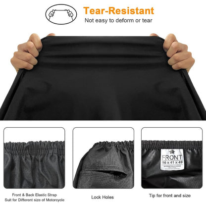 Comnova Motorcycle Cover 104 Inch 600D Universal Motorcycles Cover Waterproof with Lock-Holes All Season Large Motorbike Vehicle Scooter Cover for Harley Davidson Honda Suzuki Kawasaki Yamaha