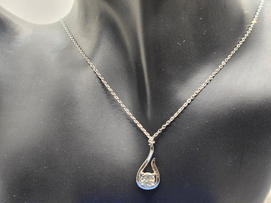 Gem Stone King Brand Silver Necklace with Diamond Pendant and Earrings