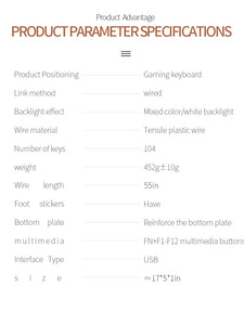 Universal Gaming Keyboard USB Wired Keyboard, Luminous Keyboard For Computer Laptop Notebook Easter Gift
