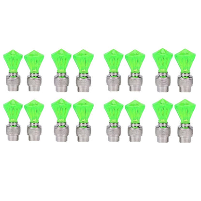 Cubidupi 4/8/16pcs Universal Fit LED Wheel Rim Lights, Plastic Material, Waterproof and Sun-Resistant, for Cars and Motorcycles, Blue and Green Breathing Fire Effect, Tire Valve Decoration