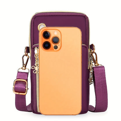 Mini Fashion Cellphone Bag, Trendy Zipper Crossbody Bag, Women's Casual Handbag, Card Holder & Purse