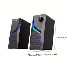 Load image into Gallery viewer, RGB Desktop Speakers, 2.0CH Stereo PC Computer Gaming Speakers 6W Multimedia Monitor Speakers, Volume Control, USB Powered with 3.5mm Cable

