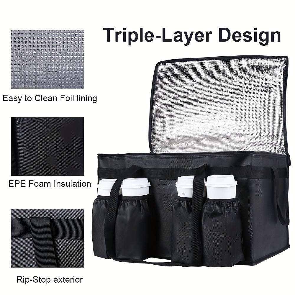 Premium Xxxl Insulated Food Delivery Bag With Cup Holders - 22.8X14X15" | Perfect For Doordash, Beverages, Groceries & Pizza | Commercial Grade Hot And Cold Storage