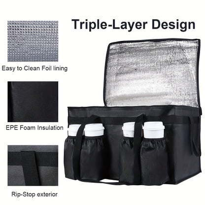 Premium Xxxl Insulated Food Delivery Bag With Cup Holders - 22.8X14X15" | Perfect For Doordash, Beverages, Groceries & Pizza | Commercial Grade Hot And Cold Storage