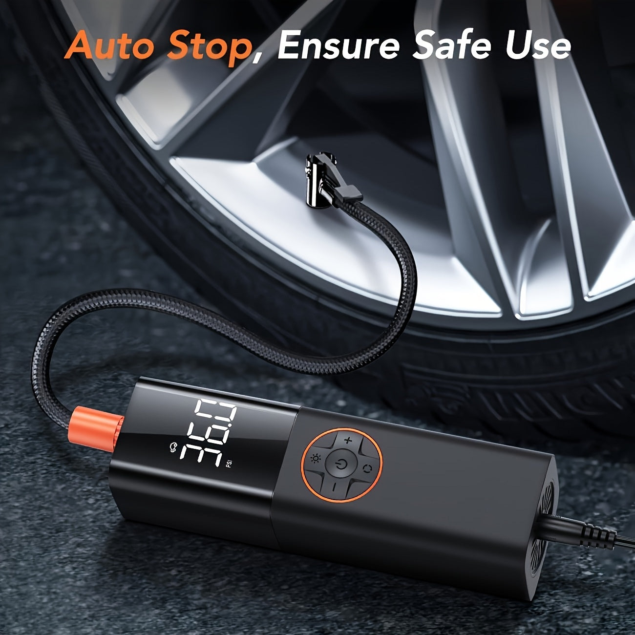 Tire Inflator Portable Air Compressor, 12V DC Auto Air Pump for Car Tires, 150PSI Electric Tire Pump with Digital Pressure Gauge, LED Light for Car Motorcycle Bike Ball, Car Accessories, for DC only.