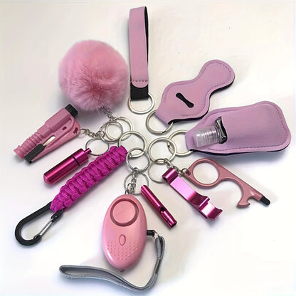 12pcs Safety Keychain Full Set, Self Defense Security Keychain Set With Personal Alarm, Protective Keychain Accessories Gift For Women Valentines Gift