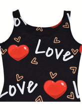 Load image into Gallery viewer, Heart &amp; Letter Printed Tank Dress - Casual Sleeveless U Neck Design - Slim Fit &amp; Flattering - Ideal Summer Womens Clothing
