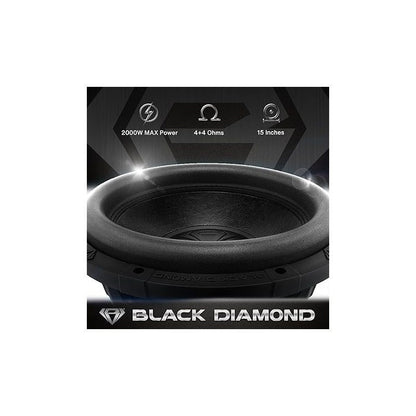 BLACK DIAMOND DIA-T12.4D 12" Car Audio Subwoofer with Aluminum Basket 2000 Watts Dual Voice Coil 4+4 DVC 4 Ohm (1 Speaker)