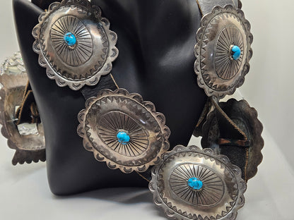 Amazing Vintage Native American Sterling Silver Jewelry with Turquoise Belt