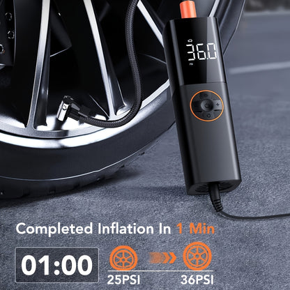 Tire Inflator Portable Air Compressor, 12V DC Auto Air Pump for Car Tires, 150PSI Electric Tire Pump with Digital Pressure Gauge, LED Light for Car Motorcycle Bike Ball, Car Accessories, for DC only.