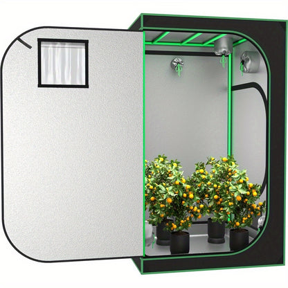 Spacious 4x4 Hydroponic Grow Tent Kit - 48"x48"x80" Indoor Greenhouse with High-Efficiency Reflective Light, Dual Ventilation Windows & Observation Tray, Sturdy Metal Frame for Home Plant Farming & Mushroom Cultivation, Grow