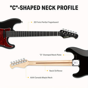 39-Inch Designer Series DST-200 Electric Guitar - Stylish Solid Body with Single Coil Split System, Premium Sound Quality, and Versatile Playability - Bonus Accessories Include Gig Bag, Cable, and Strap for Beginner, Intermed
