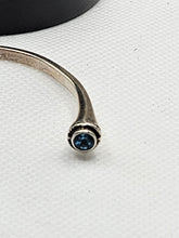 Load image into Gallery viewer, Antique 925 Silver Bangle Bracelet with Blue Stones at the Two Ends
