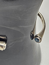 Load image into Gallery viewer, Antique 925 Silver Bangle Bracelet with Blue Stones at the Two Ends
