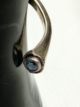 Load image into Gallery viewer, Antique 925 Silver Bangle Bracelet with Blue Stones at the Two Ends
