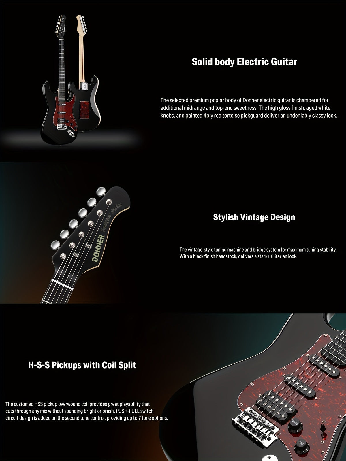 39-Inch Designer Series DST-200 Electric Guitar - Stylish Solid Body with Single Coil Split System, Premium Sound Quality, and Versatile Playability - Bonus Accessories Include Gig Bag, Cable, and Strap for Beginner, Intermed